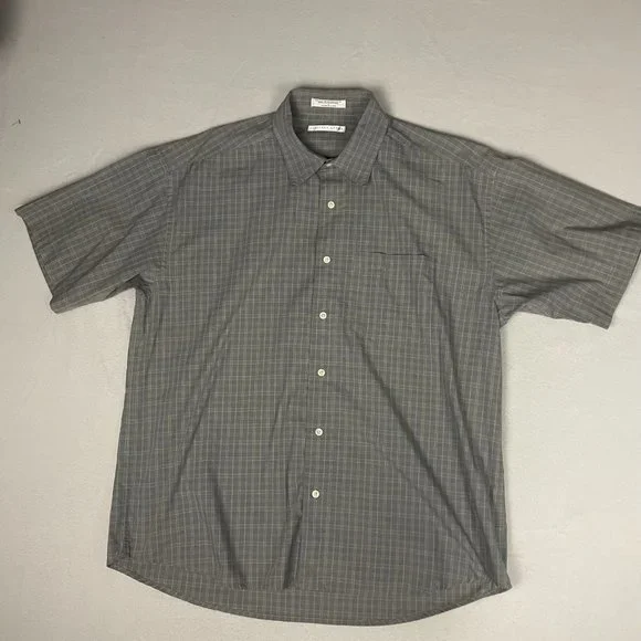 geoffrey beene short sleeve dress shirts Geoffrey Beene Short Sleeve Casual Business Dress Shirt Mens Medium Gray
